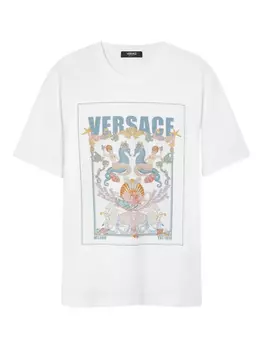 Versace футболка с графичным принтом, белый
