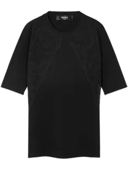 Versace футболка с кружевом, черный