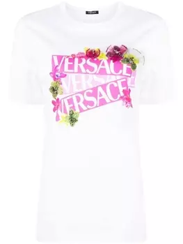 Versace футболка с логотипом, белый