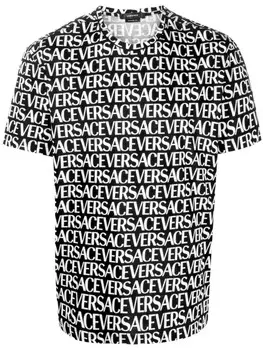 Versace футболка с логотипом, черный