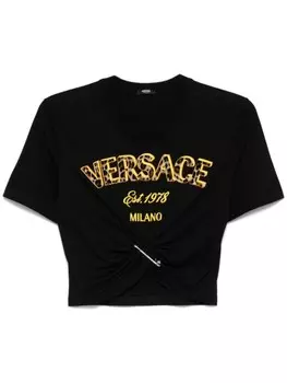 Versace футболка с логотипом, черный