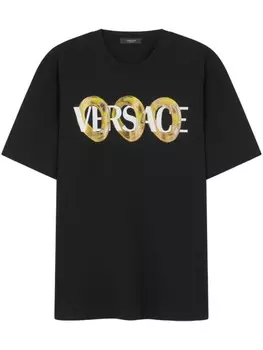 Versace футболка с логотипом, черный
