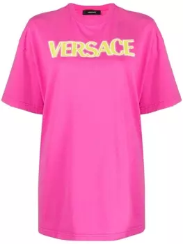 Versace футболка с логотипом, розовый