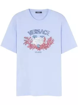 Versace футболка с логотипом, синий