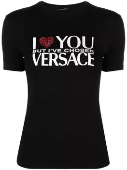 Versace футболка с надписью, черный