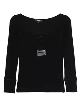 Versace футболка с нашивкой-логотипом, черный