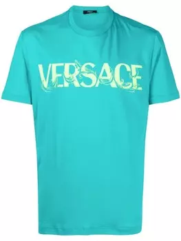 Versace футболка с принтом Barocco Silhouette, зеленый