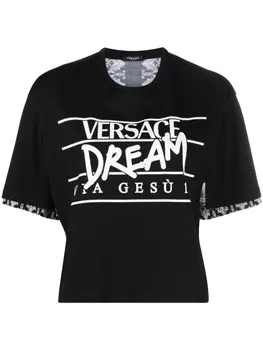 Versace футболка с принтом Silver Baroque и надписью, черный