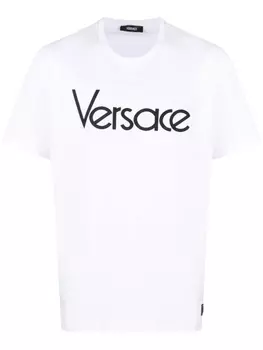Versace футболка с вышитым логотипом, белый