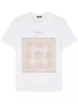 Versace футболка с вышитым логотипом, белый