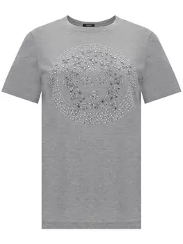 Versace футболка с вышитым логотипом, серый