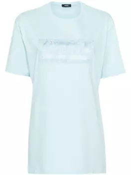 Versace футболка с вышитым логотипом, синий