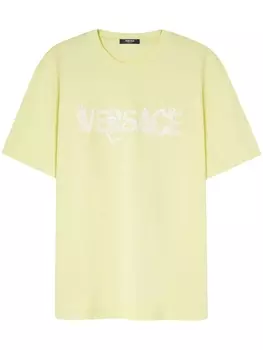 Versace футболка с вышитым логотипом, желтый