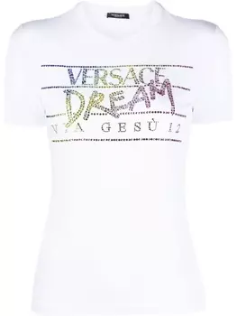 Versace футболка со стразами, белый
