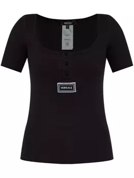 Versace футболка в рубчик, черный