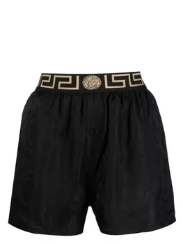 Versace Greca-detailed pajamas shorts, черный