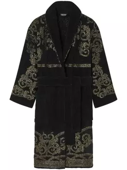 Versace халат с поясом и узором Baroque, черный