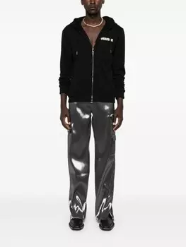 Versace худи на молнии с кристаллами, черный