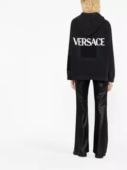 Versace худи с графичным принтом, черный