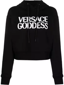Versace худи с логотипом Versace Goddess, черный