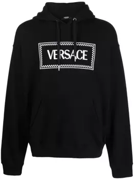 Versace худи с вышитым логотипом 90s Vintage, черный