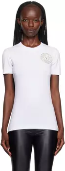Versace Jeans Couture Белая футболка с V-образной эмблемой