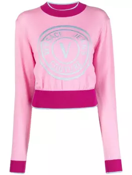 Versace Jeans Couture джемпер с логотипом, розовый