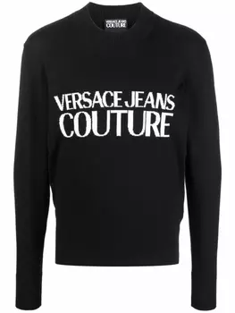 Versace Jeans Couture джемпер вязки интарсия с логотипом, черный