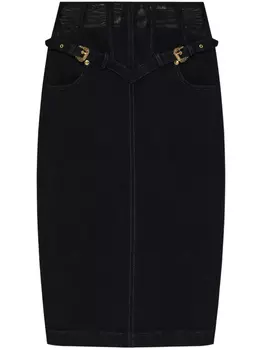 Versace Jeans Couture Джинсовая юбка с пряжкой Barocco, черный