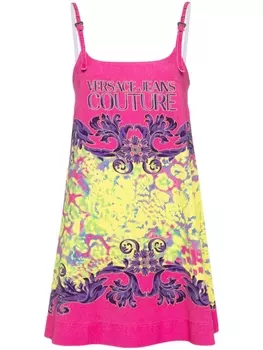 Versace Jeans Couture джинсовое платье мини с принтом, розовый