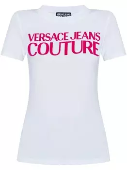 Versace Jeans Couture футболка из хлопка с логотипом и флокированием, белый