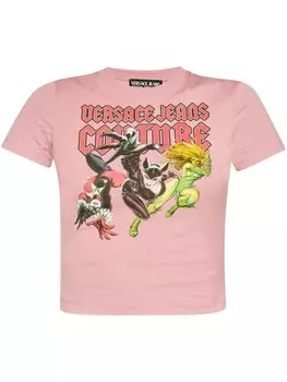 Versace Jeans Couture футболка из хлопка с графическим принтом, розовый