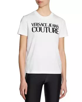 Versace Jeans Couture Футболка с круглым вырезом и логотипом спереди, белый