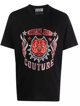 Versace Jeans Couture футболка с логотипом и пайетками, черный