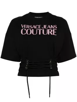 Versace Jeans Couture футболка со шнуровкой и блестками, черный