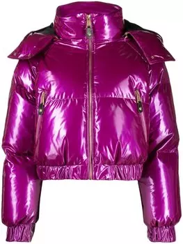Versace Jeans Couture глянцевый пуховик с капюшоном, фиолетовый