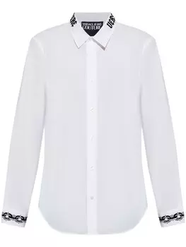 Versace Jeans Couture хлопковая рубашка с аппликацией логотипа, белый