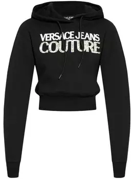 Versace Jeans Couture хлопковая толстовка с логотипом, черный