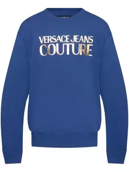 Versace Jeans Couture хлопковая толстовка с рельефным логотипом, синий