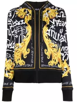 Versace Jeans Couture худи на молнии с принтом граффити, черный