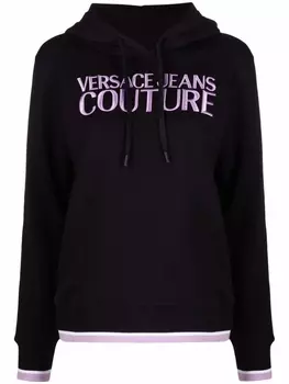 Versace Jeans Couture худи с кулиской и вышитым логотипом, черный