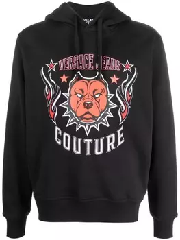 Versace Jeans Couture худи с вышитым логотипом, черный