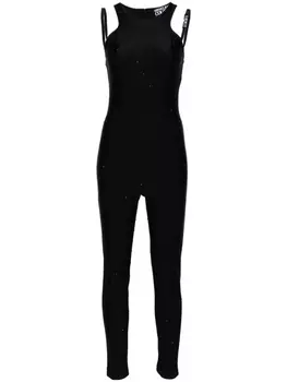 Versace Jeans Couture комбинезон с вырезом халтер и кристаллами, черный