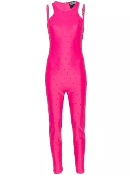 Versace Jeans Couture комбинезон с вырезом халтер и кристаллами, розовый