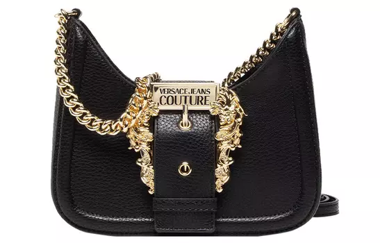 VERSACE JEANS COUTURE Кожаная сумка через плечо, женская, черная