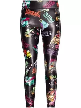 Versace Jeans Couture леггинсы с абстрактным рисунком, черный
