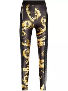 Versace Jeans Couture леггинсы с принтом Barocco и вставками, черный