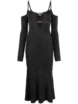 Versace Jeans Couture logo cut-out midi dress, черный