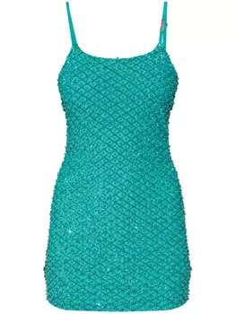 Versace Jeans Couture мини-платье, украшенное стразами, синий