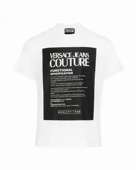 Versace Jeans Couture Мужская белая футболка с коротким рукавом Black Label, белый